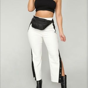 Fashion nova Slit white & black pants
